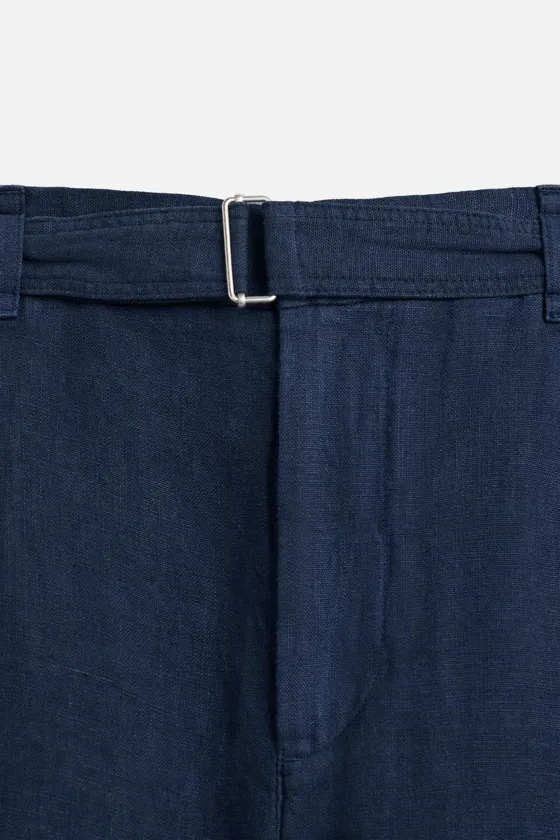 БРЮКИ ИЗ 100% ЛЬНА С РЕМНЕМ