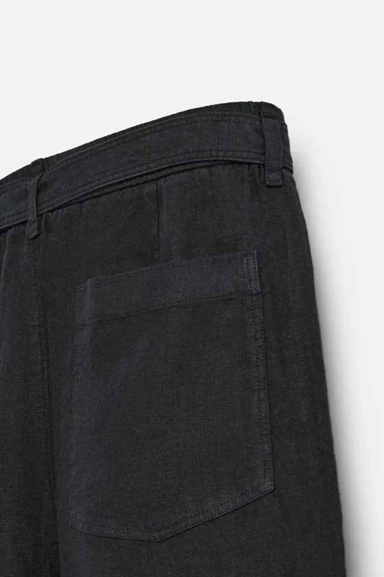 БРЮКИ ИЗ 100% ЛЬНА С РЕМНЕМ