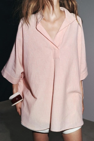 Рубашка оверсайз в полоску с рукавами-кейп — ZW COLLECTION- Заказать в России