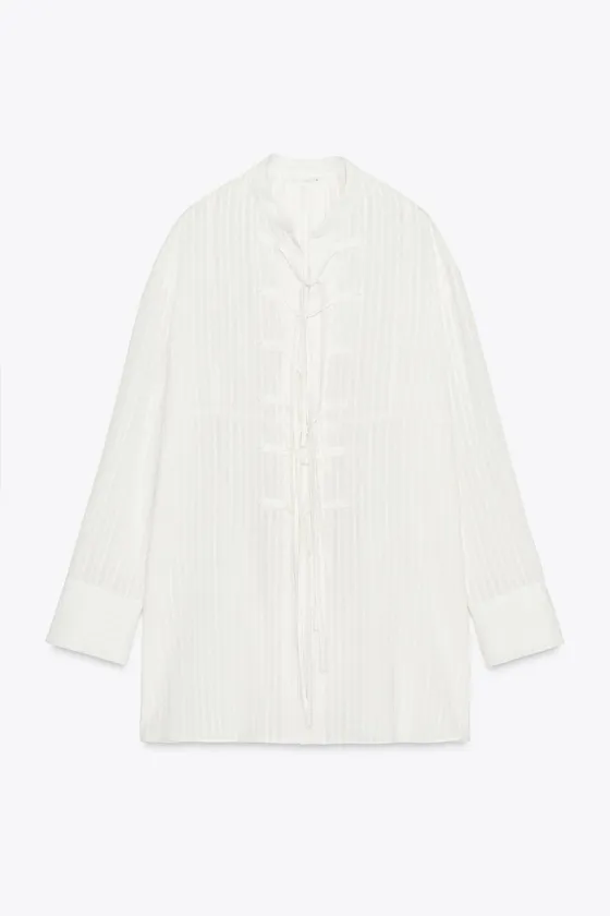 РУБАШКА В ПОЛОСКУ С ЗАВЯЗКАМИ — ZW COLLECTION
