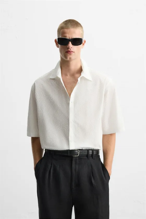 РУБАШКА RELAXED FIT С ТЕКСТУРОЙ