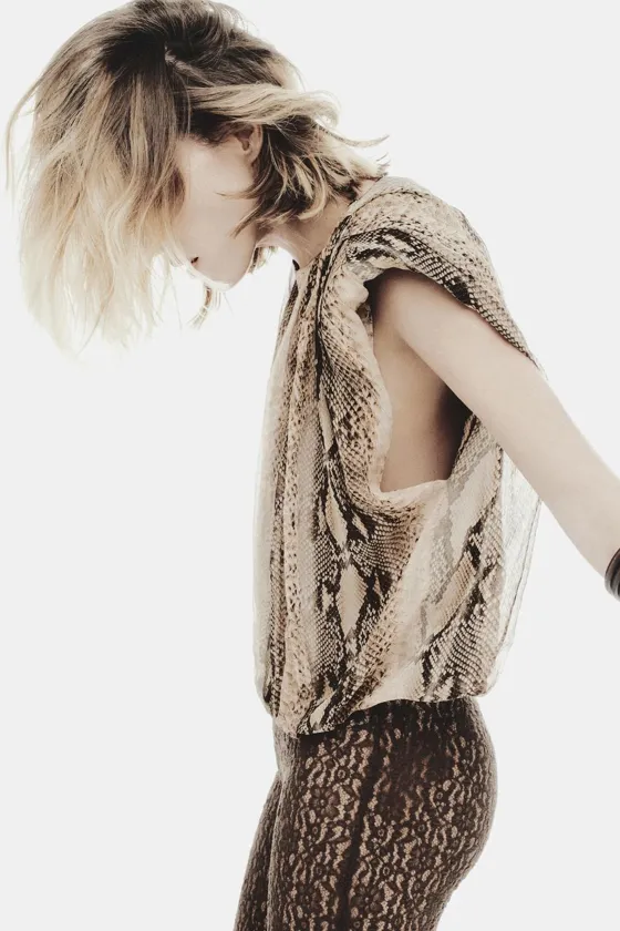 БЛУЗА С АНИМАЛИСТИЧЕСКИМ ПРИНТОМ И ПОДПЛЕЧНИКАМИ — ZW COLLECTION