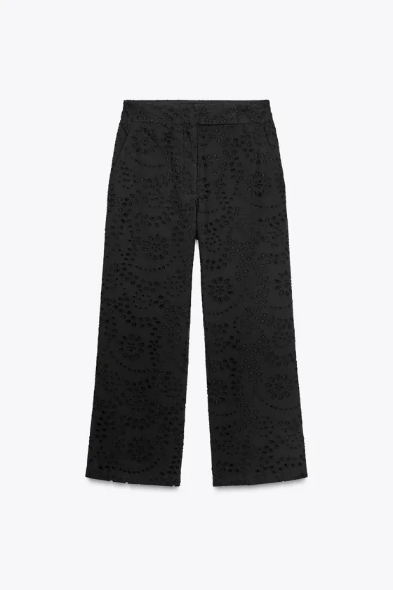 БРЮКИ С ПЕРФОРИРОВАННОЙ ВЫШИВКОЙ — ZW COLLECTION