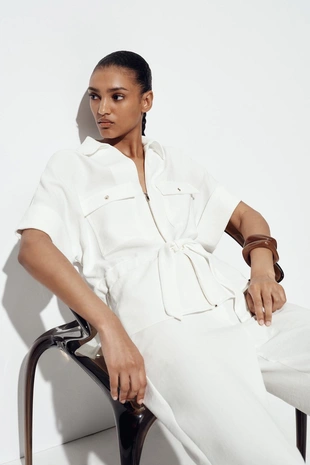 Брюки с широкими штанинами и эластичной талией- Заказать в России