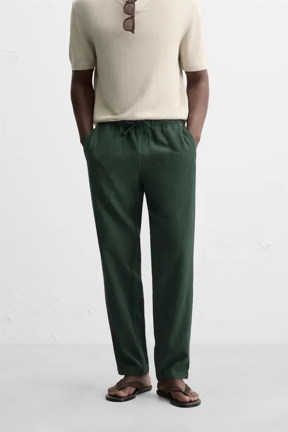 БРЮКИ RELAXED FIT ИЗ РЕЛЬЕФНОЙ ТКАНИ