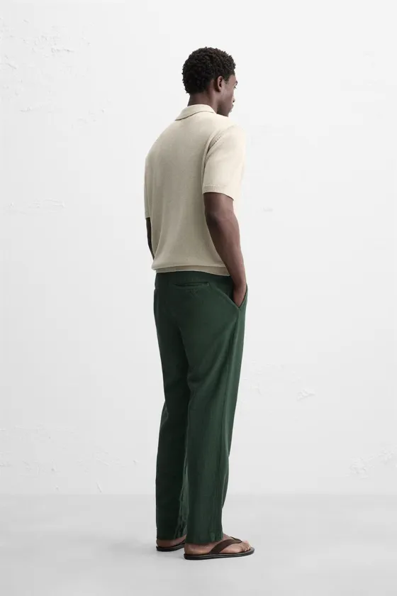 БРЮКИ RELAXED FIT ИЗ РЕЛЬЕФНОЙ ТКАНИ