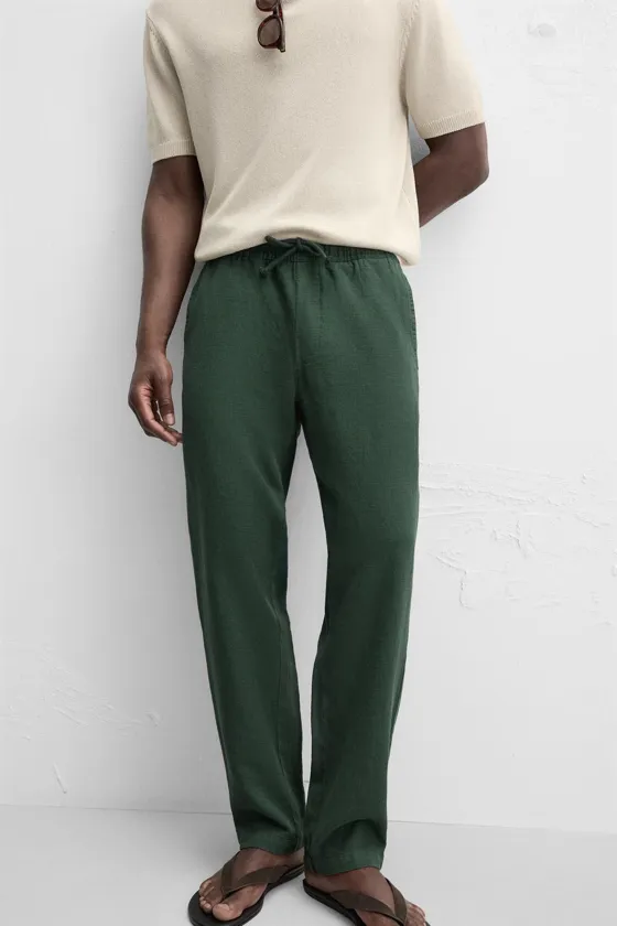 БРЮКИ RELAXED FIT ИЗ РЕЛЬЕФНОЙ ТКАНИ