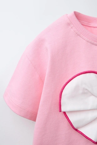 Футболка с комбинированным сердцем из поплина- Заказать в России