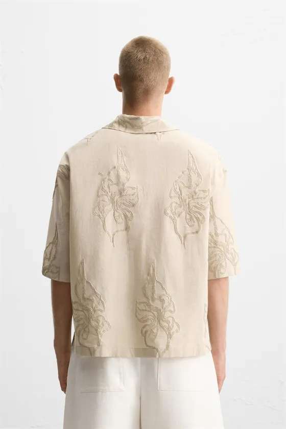 РУБАШКА С ВЫШИВКОЙ «ЛИСТЬЯ»