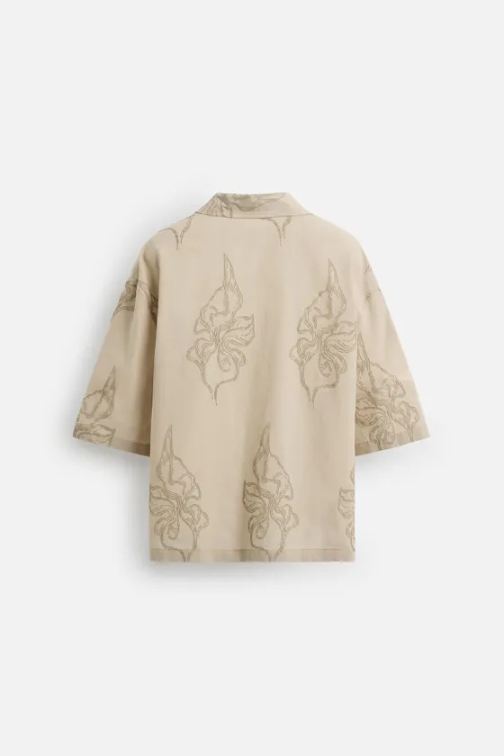 РУБАШКА С ВЫШИВКОЙ «ЛИСТЬЯ»