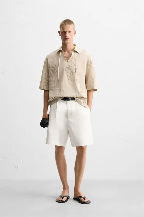 РУБАШКА С ВЫШИВКОЙ «ЛИСТЬЯ»