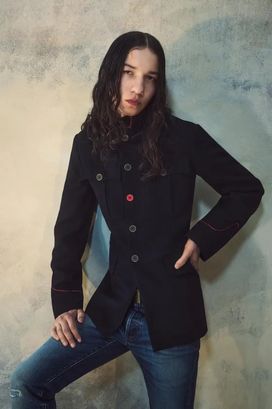 Пиджак из шерсти с контрастными элементами bobby gillespie x zara