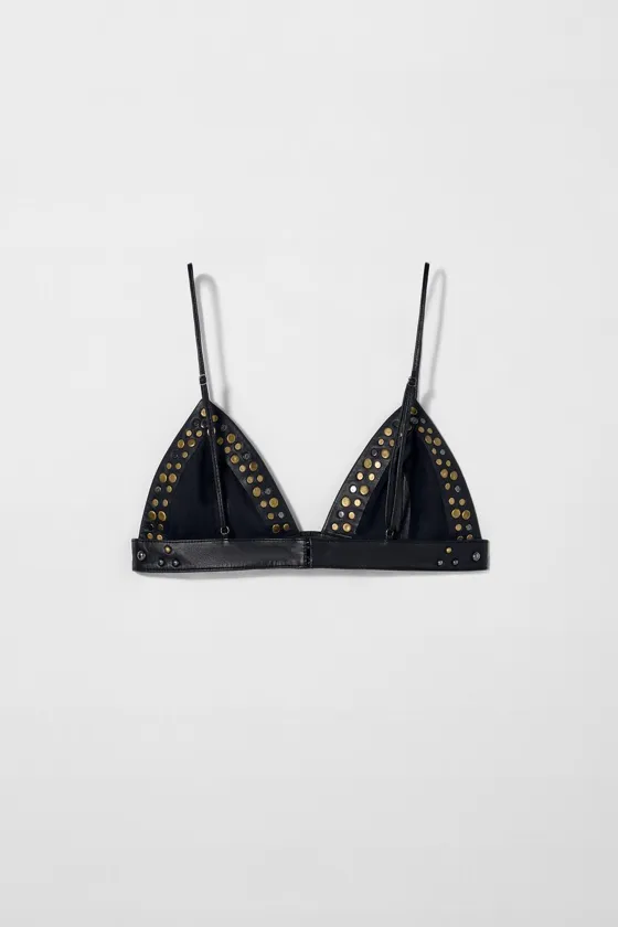 Кожанный бюстгальтер со стразами kate moss x zara