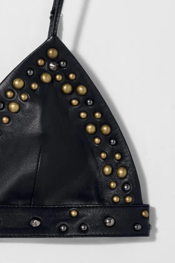 Кожанный бюстгальтер со стразами kate moss x zara