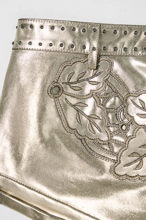 Металлические кожаные шорты kate moss x zara