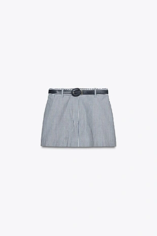 Юбка-шорты в полоску с ремнем- Заказать в России