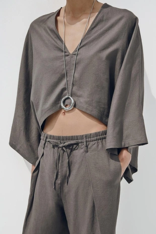 Dark grey | 5427/871/922 - Zara Кимоно-накидка асимметричного кроя