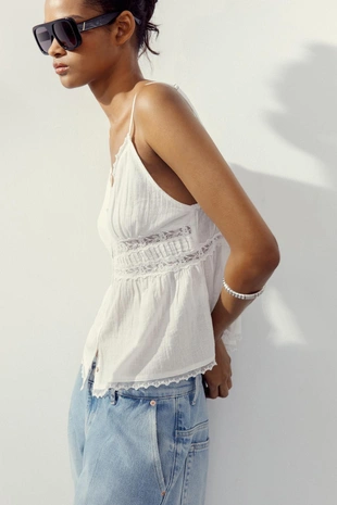 Топ из марли с кружевом- Заказать в России