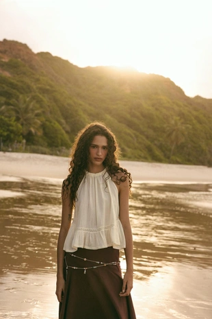 Топ из шифона с вышивкой- Заказать в России