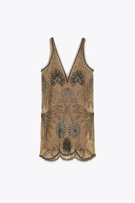 ПЛАТЬЕ ИЗ ТЮЛЯ С ВЫШИВКОЙ — ZW COLLECTION