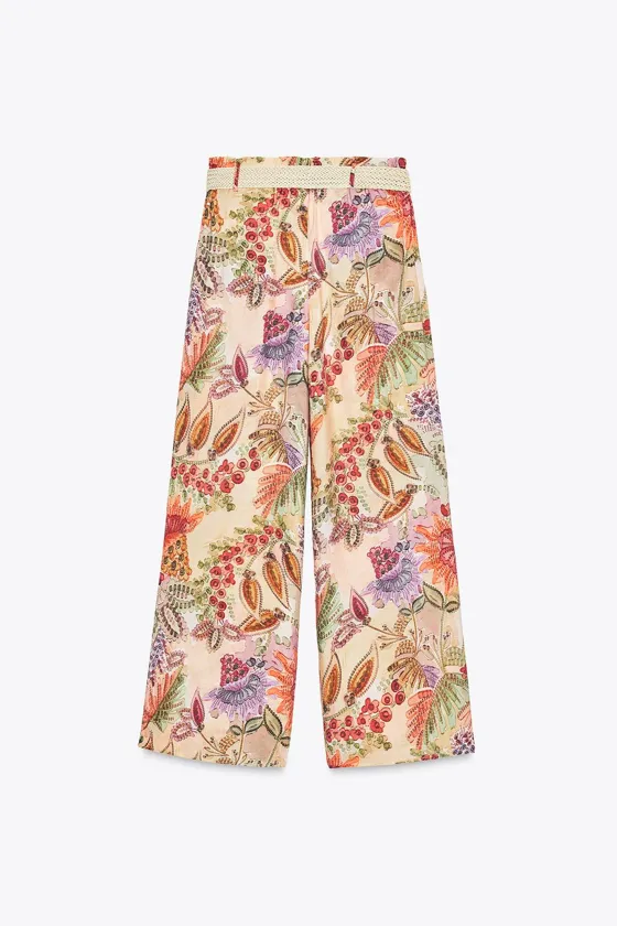 БРЮКИ С ПРИНТОМ И ПОЯСОМ