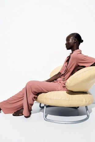 Рубашка из жатой ткани с короткими рукавами- Заказать в России