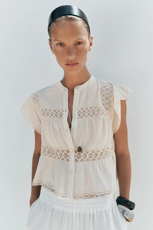 Топ в стиле рустик с кружевом кроше- Заказать в России