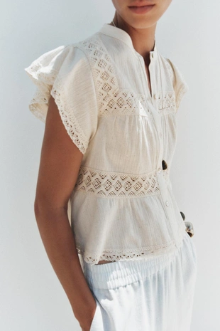 Топ в стиле рустик с кружевом кроше- Заказать в России