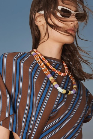 Платье с драпировкой в полоску LIMITED EDITION- Заказать в России