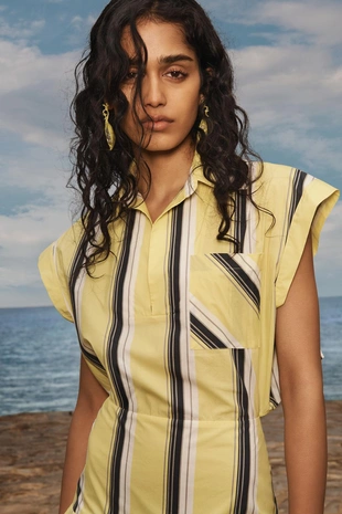 Купить Zara Платье с объемом по низу и мягкими плиссировками в полоску LIMITED EDITION