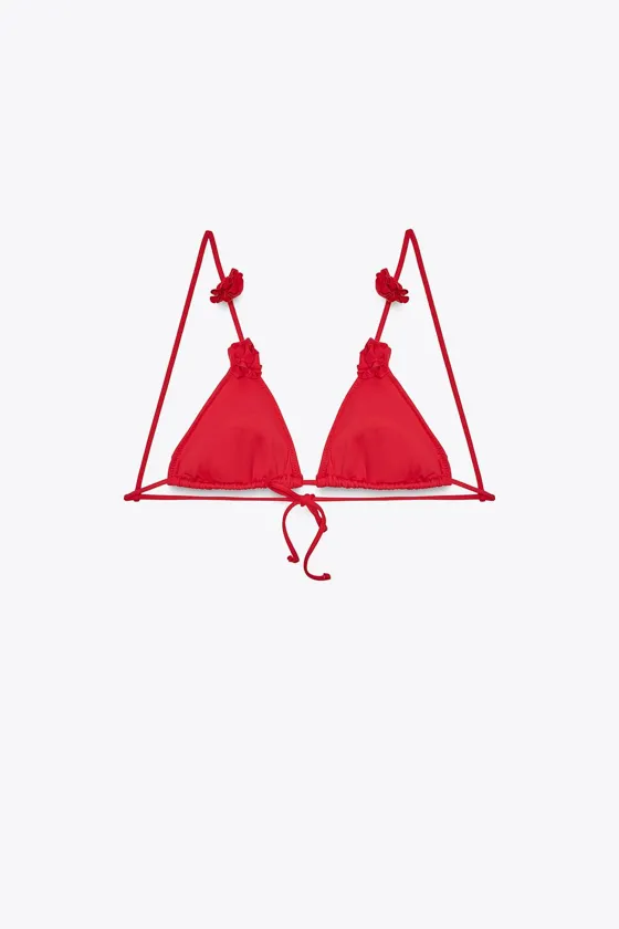 RAISED FLORAL TRIANGLE BIKINI TOP