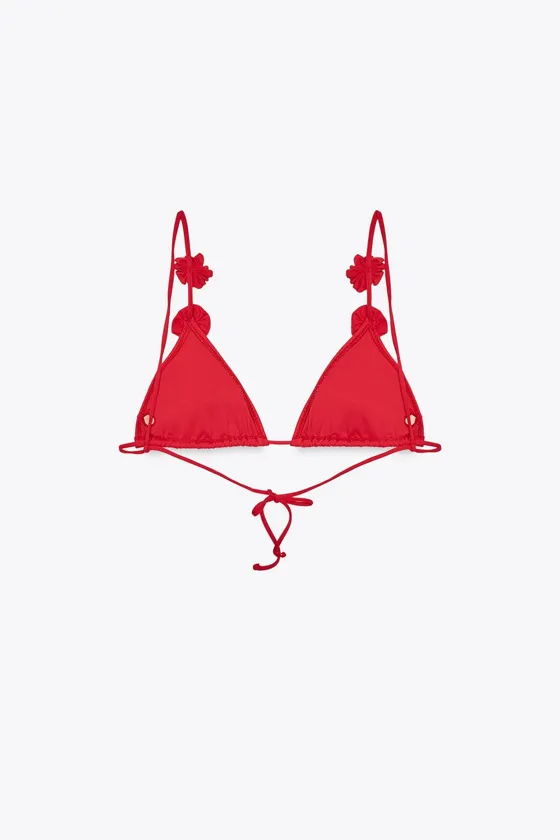 RAISED FLORAL TRIANGLE BIKINI TOP