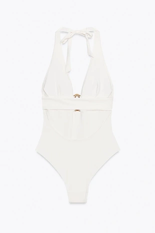 Купальник халтер с металлической деталью- Заказать в России