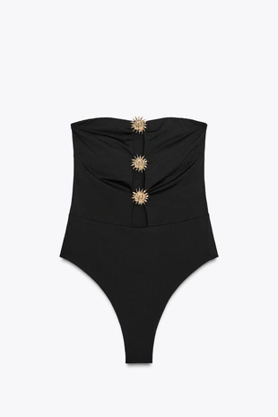 Купальник бандо с декором в виде солнца- Заказать в России