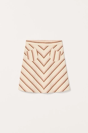 Юбка-миди в полоску из лимитированной коллекции из хлопка и льна- Заказать в России