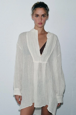 Купить Zara Рубашка из жатого льна LIMITED EDITION