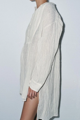 White | 9057/817/250 - Zara Рубашка из жатого льна LIMITED EDITION