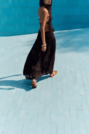 Платье-халтер с плиссировкой- Заказать в России