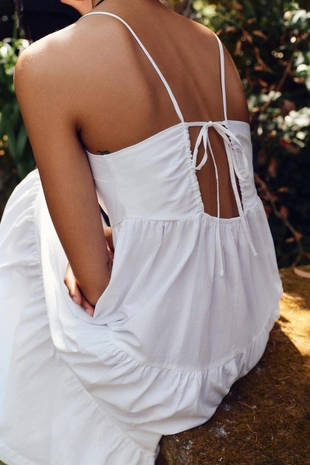 Ярусное платье миди из поплина- Заказать в России