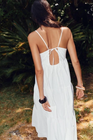 Ярусное платье миди из поплина- Заказать в России