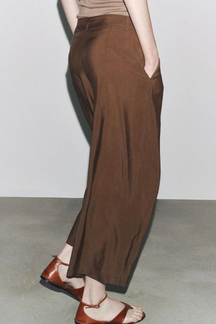 Brown | 7149/061/700 - Zara Укороченные брюки с защипами — ZW COLLECTION