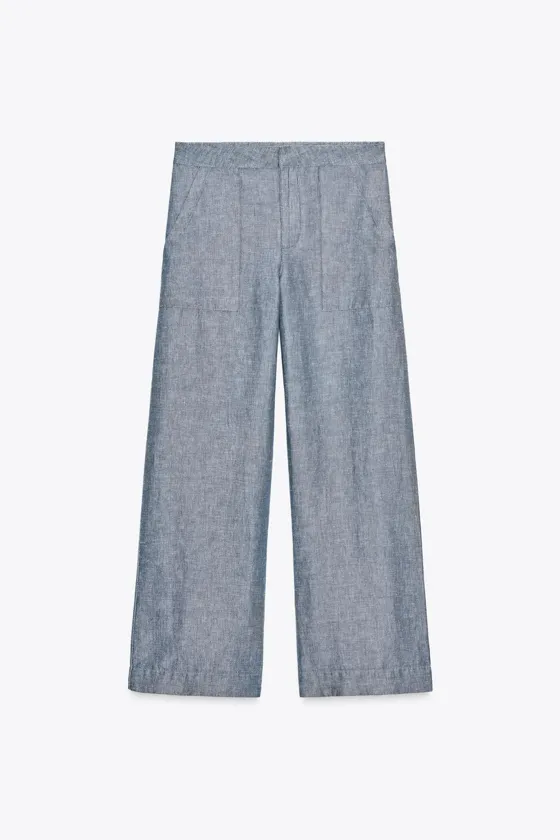 БРЮКИ WIDE-LEG ИЗ ЛЬНЯНОЙ ТКАНИ — ZW COLLECTION