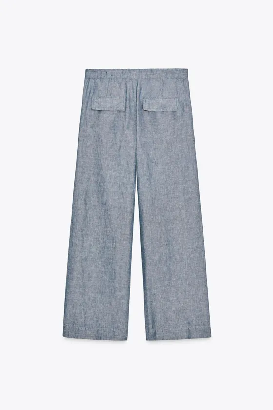 БРЮКИ WIDE-LEG ИЗ ЛЬНЯНОЙ ТКАНИ — ZW COLLECTION