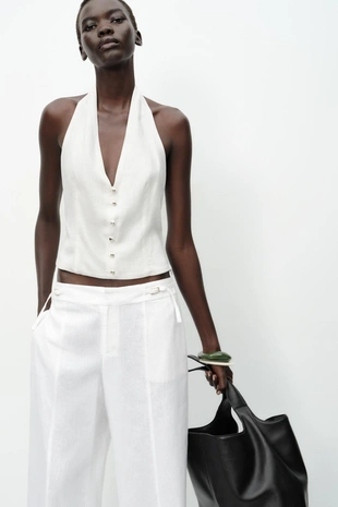 Топ-жилет халтер из льна- Заказать в России