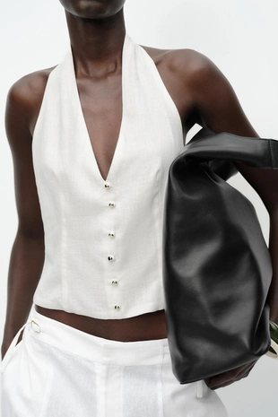 Топ-жилет халтер из льна- Заказать в России