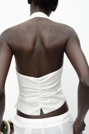 Топ-жилет халтер из льна- Заказать в России