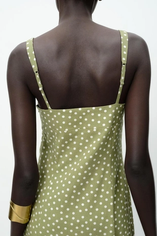 Платье миди в горошек изо льна- Заказать в России