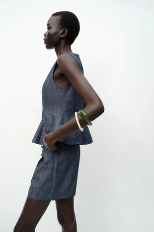 Жилет-пеплум изо льна- Заказать в России