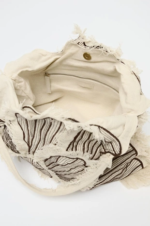 Большая сумка-шопер с цветочной вышивкой- Заказать в России