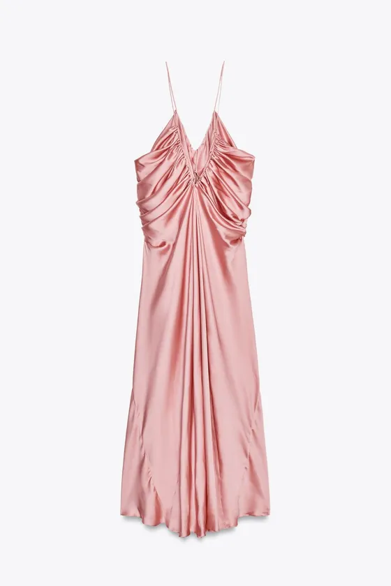 АТЛАСНОЕ ПЛАТЬЕ С ОБЪЕМНЫМИ ДЕТАЛЯМИ ZW COLLECTION